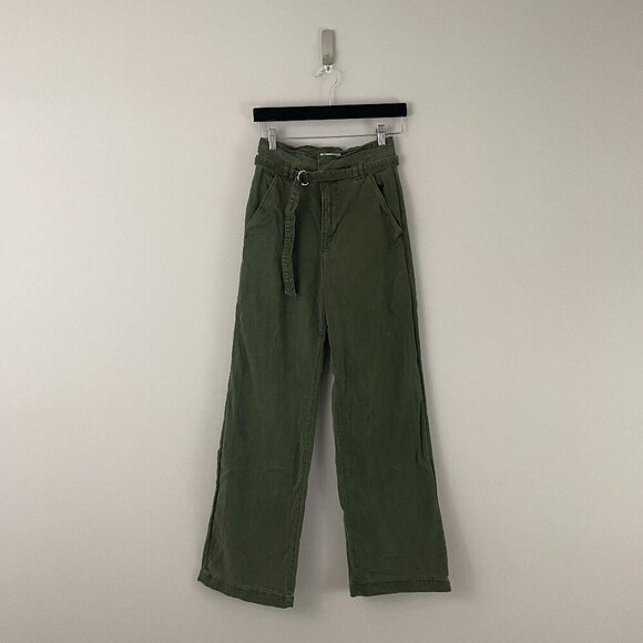 Frame Cinched High Rise Wide Leg Pants in Military Green Size 26 - Picture 1 of 7